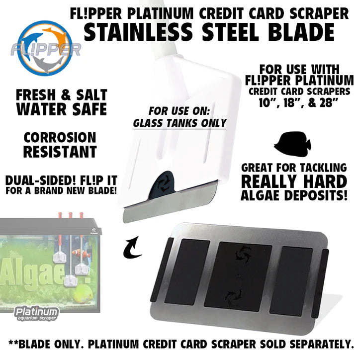 Flipper Platinum Credit Card Aquarium Scraper Stainless Steel Blade