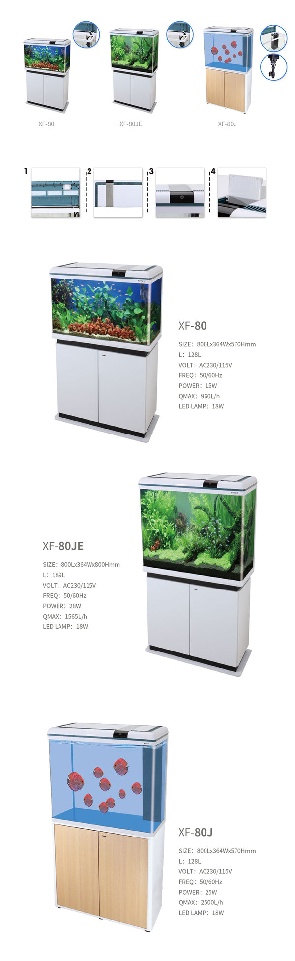 Boyu Luxury Aquarium  White  w/2LED + cabinet